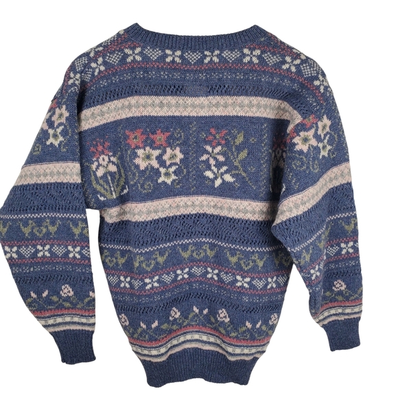 Glencraig Of Scotland Floral Knit Cardigan Sweater. 100% Wool. SMALL. #0170 - Picture 6 of 10